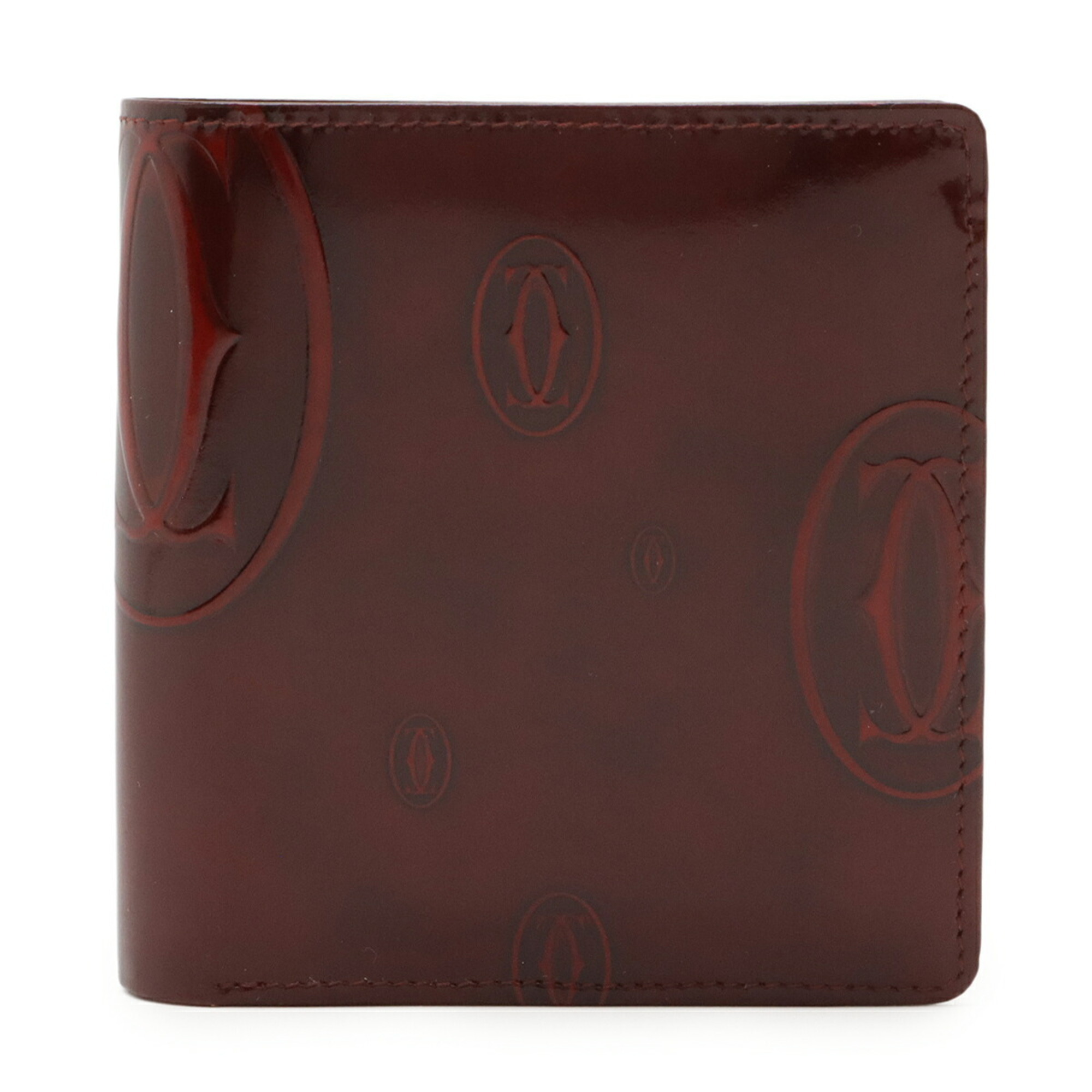 Cartier Happy Birthday Bifold Wallet In Enamel And Patent Leather, Bordeaux (...